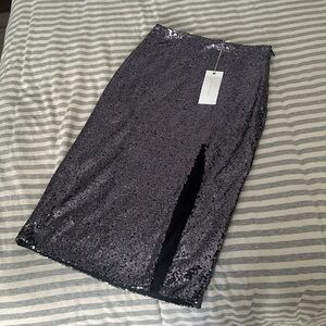Lush Sequin Midi Skirt in Silver/Purple